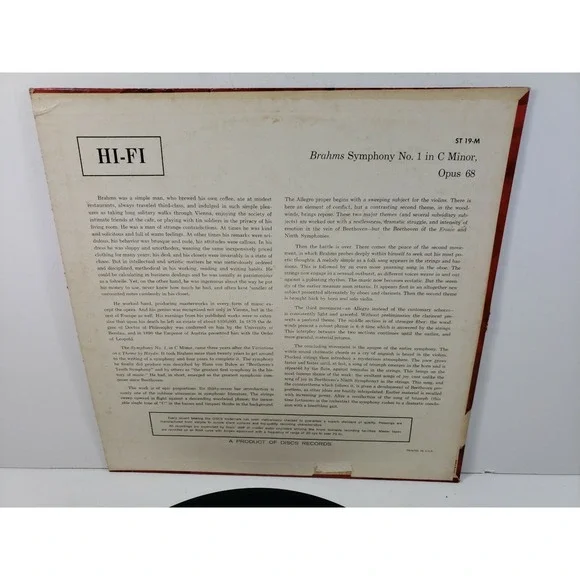 Symphonic Treasures Album 19 Vinyl Record 33 LP Brahms No. 1 in C Minor Opus 68 - Picture 2 of 4